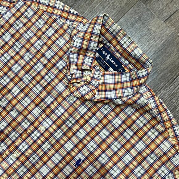 Vintage Polo Ralph‎ Lauren Blake Plaid Short Sleeve Button Down Shirt Mens Large - Picture 1 of 6